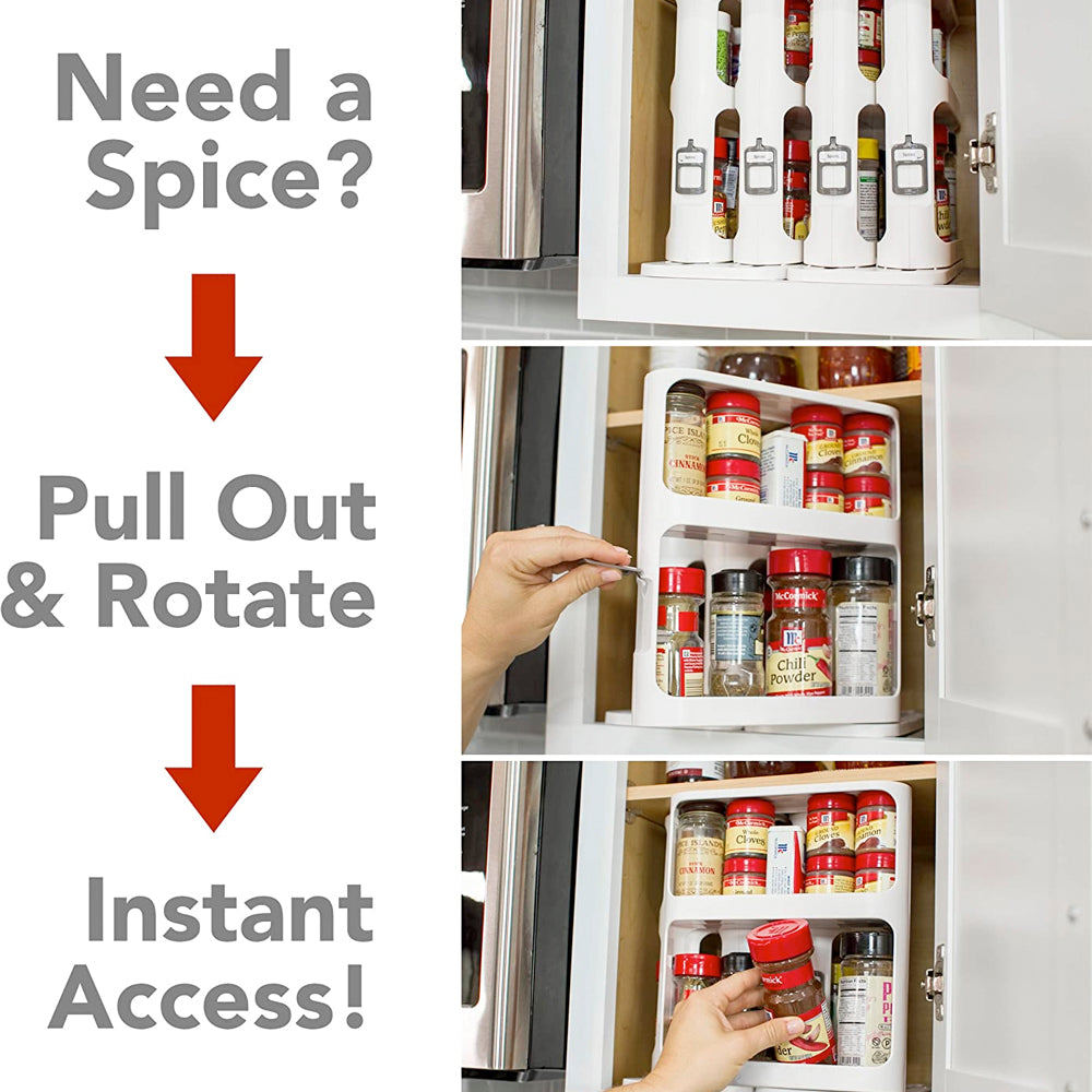 Pull-and-Rotate Spice Rack Organizer
